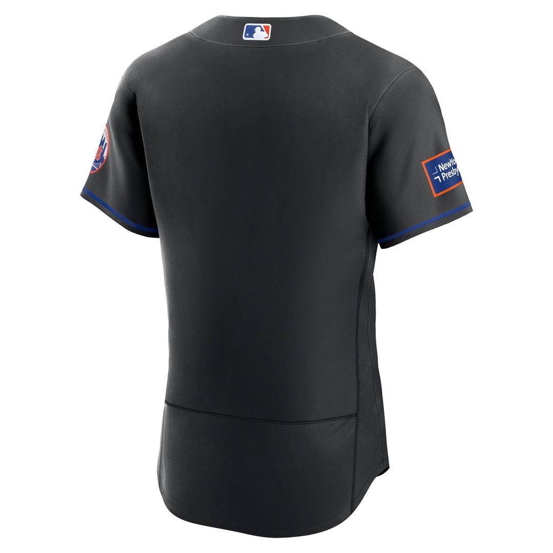 New York Mets Nike Alternate Authentic Sponsor Patch Jersey - Black MLB Team Jersey Baseball Fan Apparel
