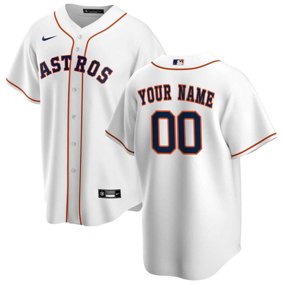 Houston Astros Nike Home Replica Custom Jersey - White MLB Team Jersey Baseball Fan Apparel