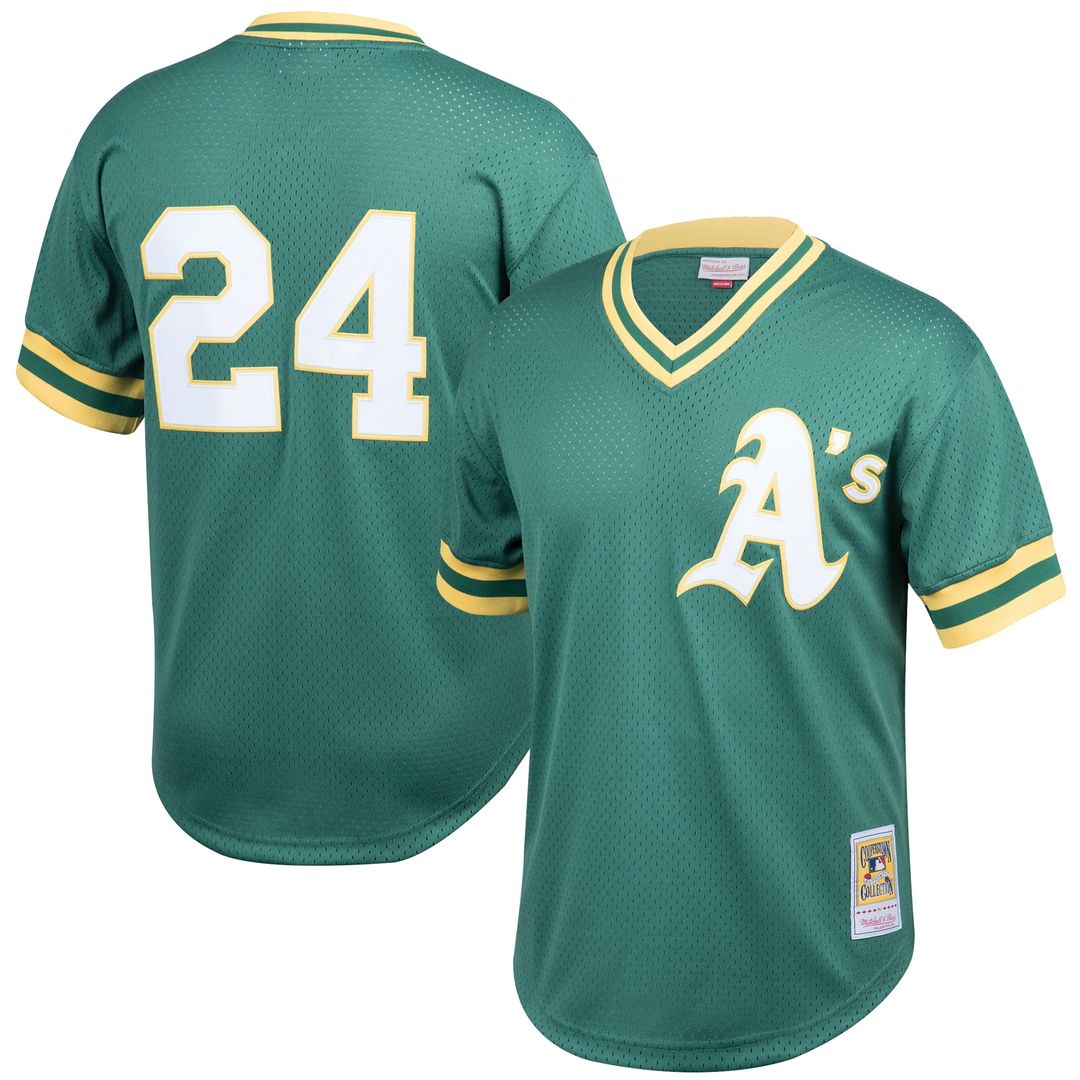 Athletics Rickey Henderson Mitchell & Ness Cooperstown Big & Tall Mesh Batting Practice Jersey - Green MLB Team Jersey Baseball Fan Apparel