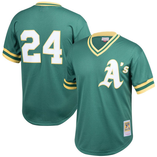 Athletics Rickey Henderson Mitchell & Ness Cooperstown Big & Tall Mesh Batting Practice Jersey - Green MLB Team Jersey Baseball Fan Apparel
