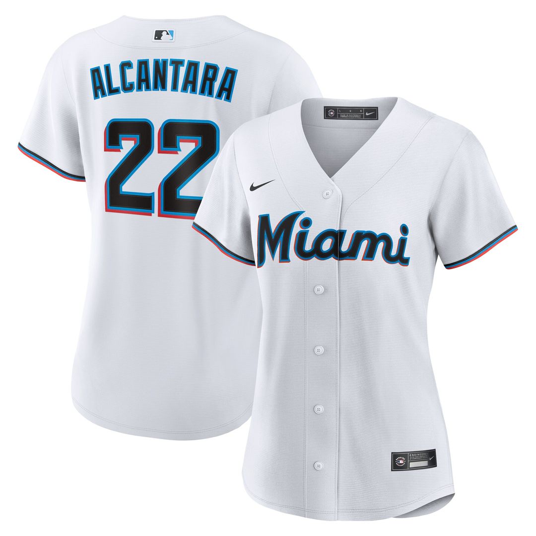 Miami Marlins Sandy Alcantara Nike Women's Home Replica Player Jersey - White MLB Team Jersey Baseball Fan Apparel