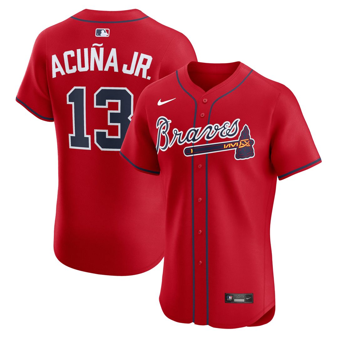 Atlanta Braves Ronald Acuña Jr. Nike Alternate 2 Elite Jersey - Red MLB Team Jersey Baseball Fan Apparel