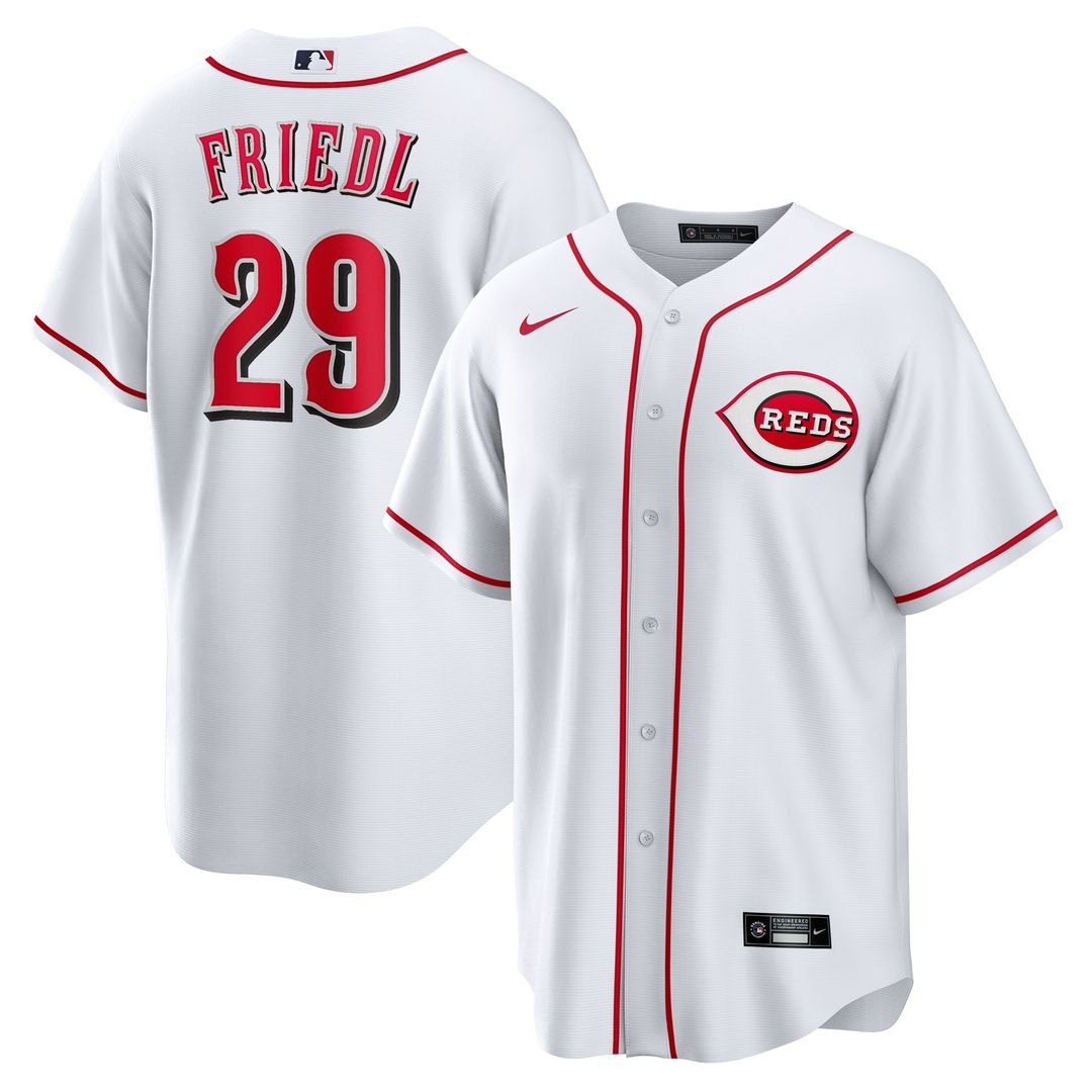 Cincinnati Reds TJ Friedl Nike Home Replica Jersey - White MLB Team Jersey Baseball Fan Apparel