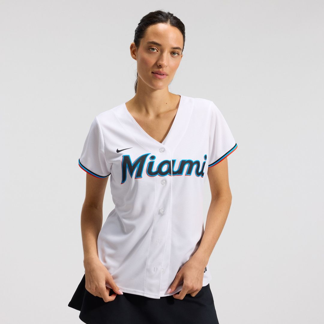 Miami Marlins Nike Women's Replica Team Jersey - White MLB Team Jersey Baseball Fan Apparel