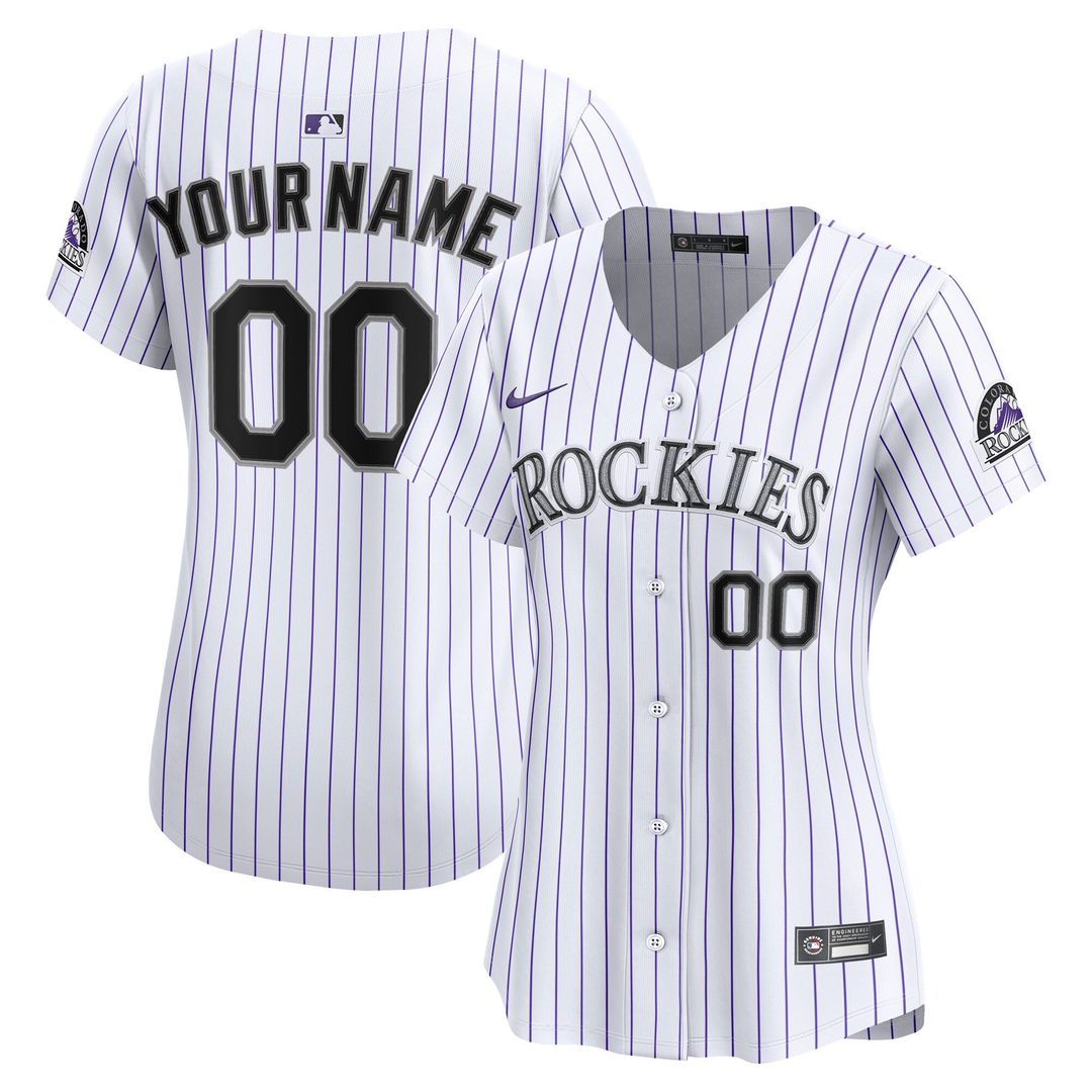 Colorado Rockies Nike Women's Home Limited Custom Jersey - White MLB Team Jersey Baseball Fan Apparel