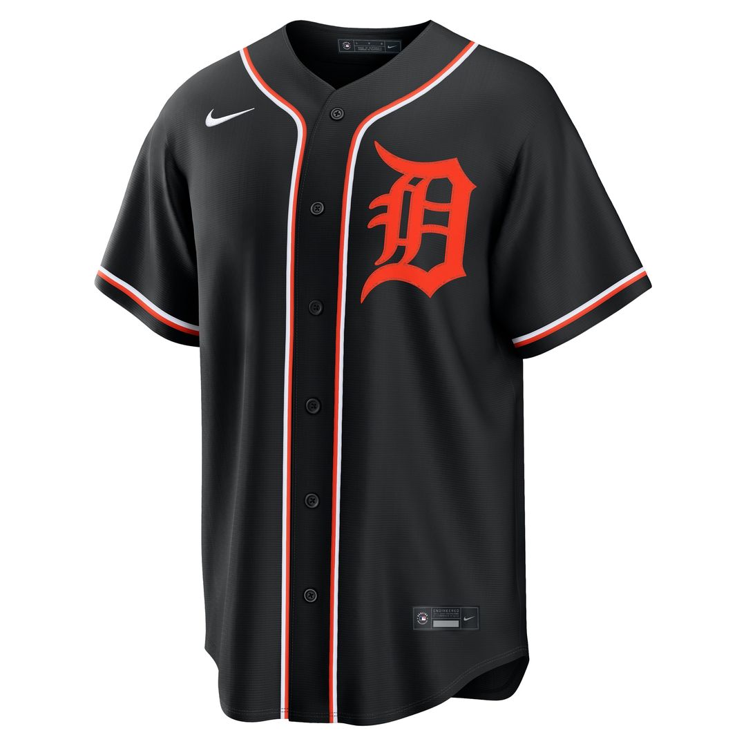 Detroit Tigers Riley Greene Nike Fashion Replica Black Out Jersey MLB Team Jersey Baseball Fan Apparel