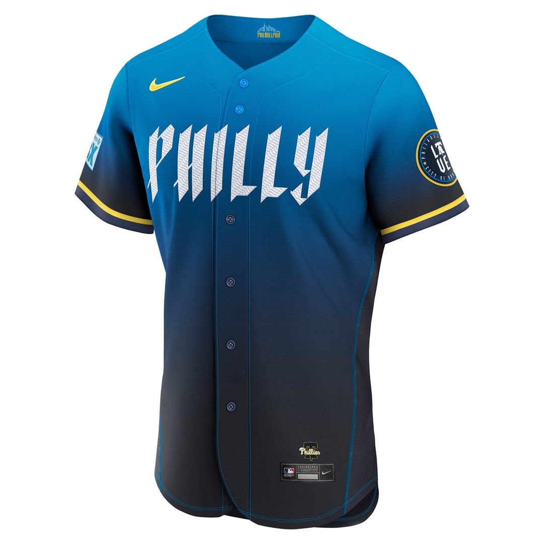 Philadelphia Phillies Trea Turner Nike City Connect Authentic Sponsor Patch Jersey - Navy MLB Team Jersey Baseball Fan Apparel