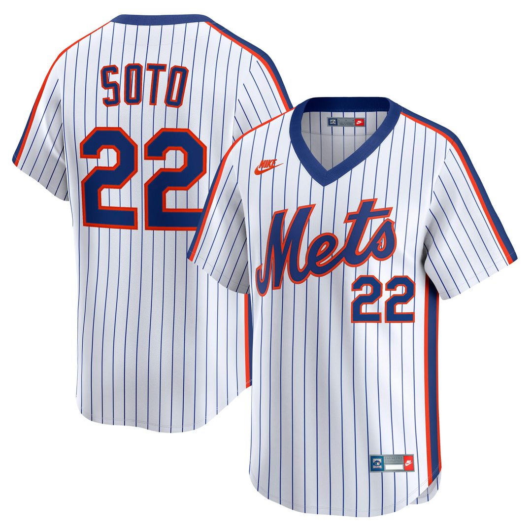 New York Mets Juan Soto Nike Cooperstown Limited 40th Anniversary Jersey - White MLB Team Jersey Baseball Fan Apparel