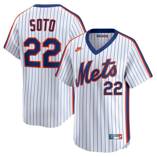 New York Mets Juan Soto Nike Cooperstown Limited 40th Anniversary Jersey - White MLB Team Jersey Baseball Fan Apparel