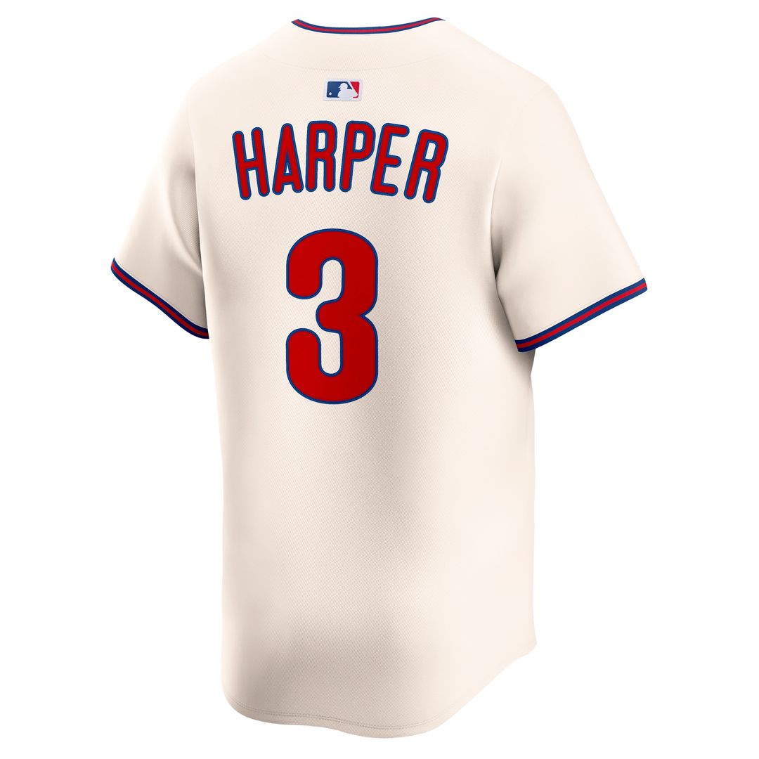 Philadelphia Phillies Bryce Harper Nike Alternate Limited Jersey - Cream MLB Team Jersey Baseball Fan Apparel