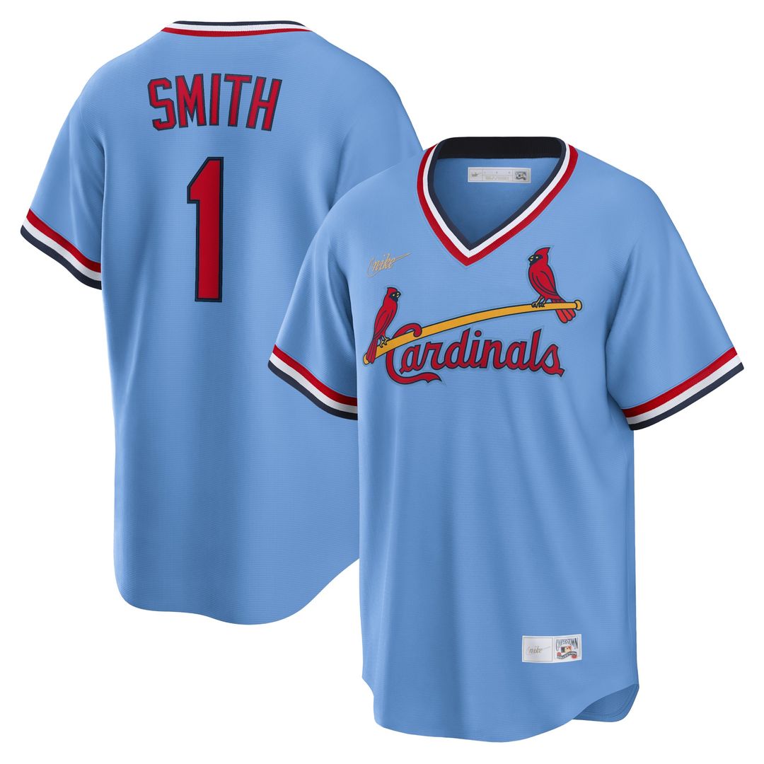 St. Louis Cardinals Ozzie Smith Nike Road Cooperstown Player Jersey - Light Blue MLB Team Jersey Baseball Fan Apparel