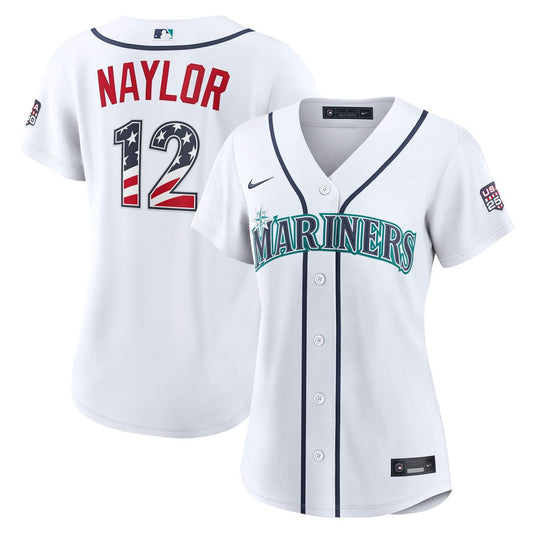 Seattle Mariners Josh Naylor Nike Women's USA 250 Fourth of July Home Stadium Jersey - White MLB Team Jersey Baseball Fan Apparel