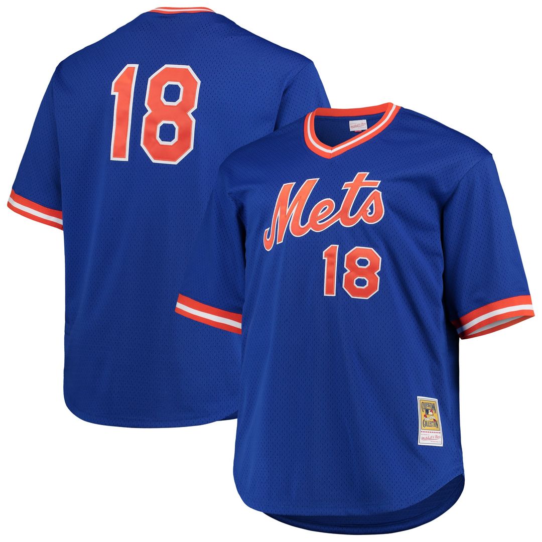 New York Mets Darryl Strawberry Mitchell & Ness Big & Tall Cooperstown Mesh Batting Practice Jersey - Royal MLB Team Jersey Baseball Fan Apparel