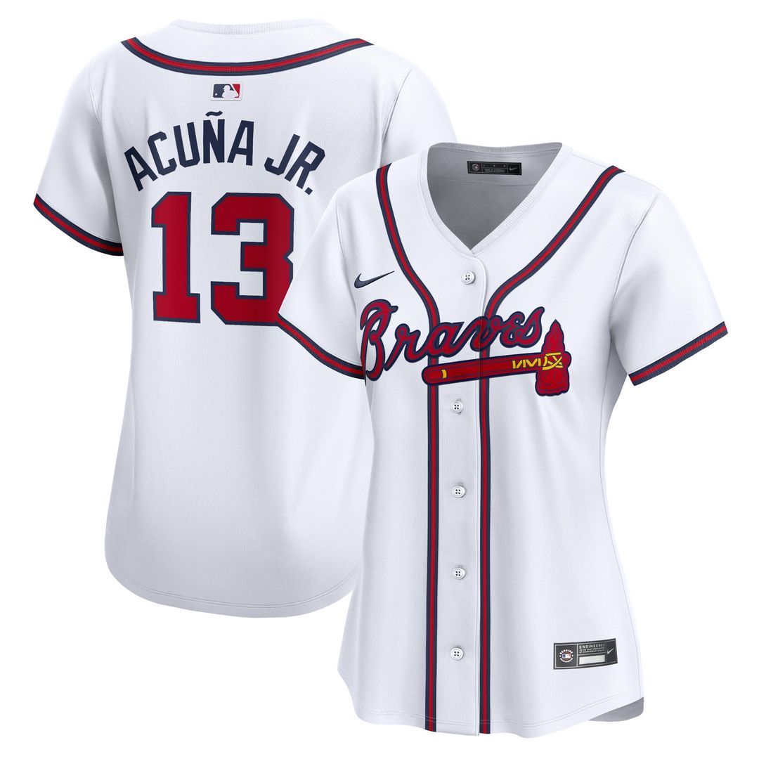 Atlanta Braves Ronald Acuna Nike Women's Home Limited Player Jersey - White MLB Team Jersey Baseball Fan Apparel