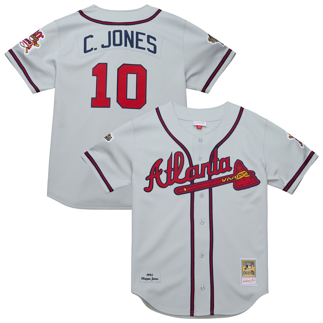 Atlanta Braves Chipper Jones Mitchell & Ness 1995 Throwback Authentic Jersey - Gray MLB Team Jersey Baseball Fan Apparel