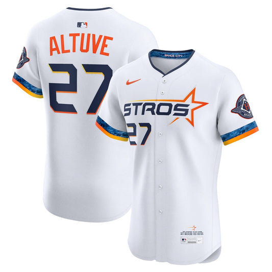 Houston Astros Jose Altuve Nike 2025 City Connect Elite Player Jersey - White MLB Team Jersey Baseball Fan Apparel