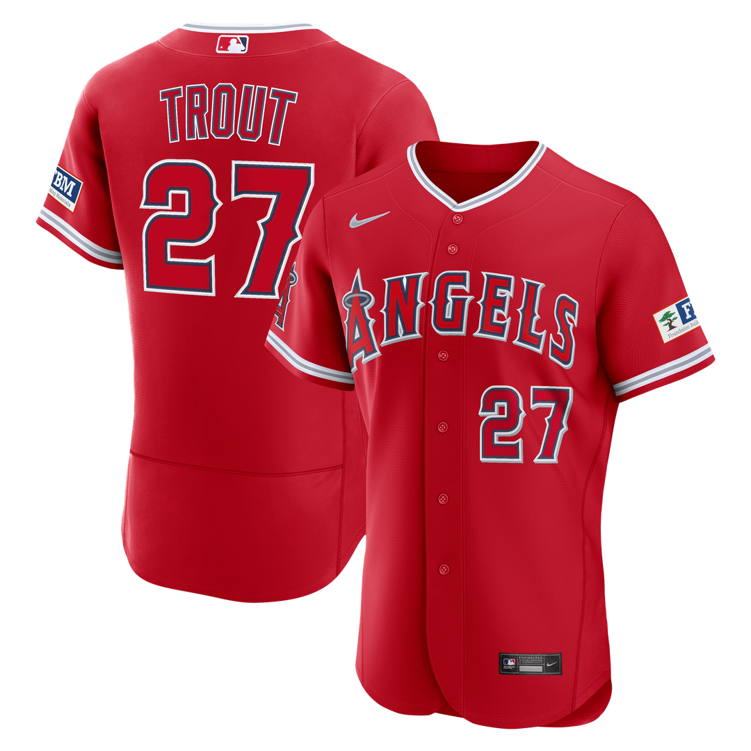 Los Angeles Angels Mike Trout Nike Alternate Authentic Sponsor Patch Jersey - Red MLB Team Jersey Baseball Fan Apparel