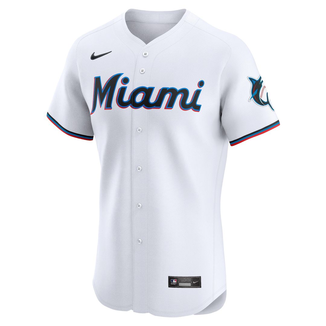 Miami Marlins Eury Perez Nike Home Elite Player Jersey - White MLB Team Jersey Baseball Fan Apparel