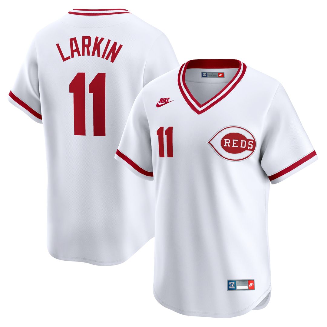 Cincinnati Reds Barry Larkin Nike Throwback Cooperstown Limited Jersey - White MLB Team Jersey Baseball Fan Apparel