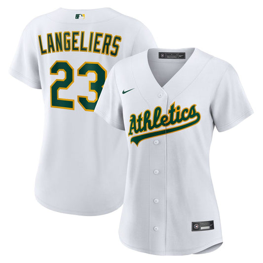 Athletics Shea Langeliers Nike Women's Home Replica Jersey - White MLB Team Jersey Baseball Fan Apparel