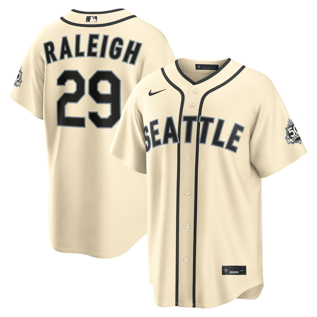 Seattle Mariners Cal Raleigh Nike Alternate Stadium Jersey - Cream MLB Team Jersey Baseball Fan Apparel
