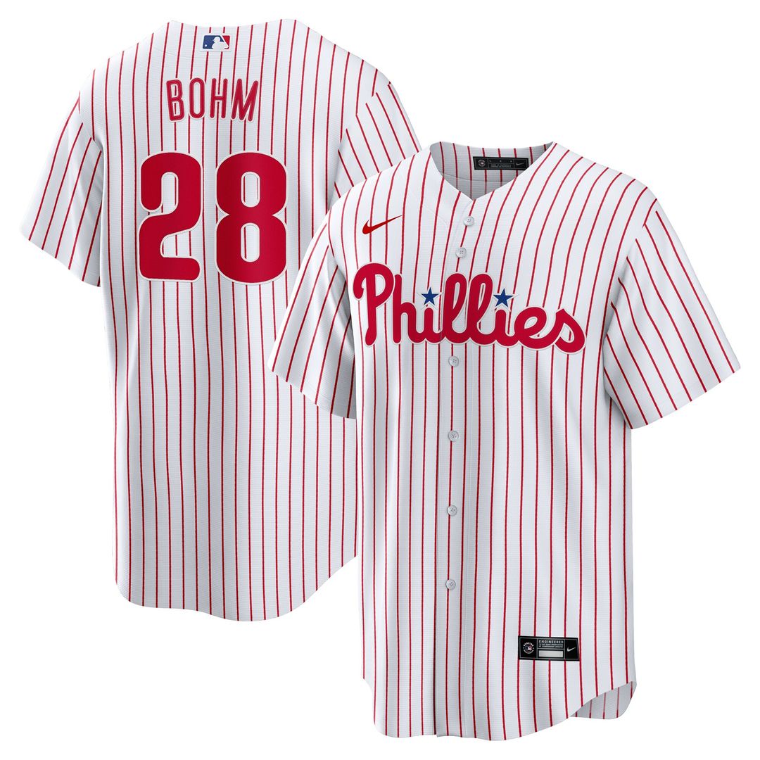 Philadelphia Phillies Alec Bohm Nike Home Replica Jersey - White MLB Team Jersey Baseball Fan Apparel