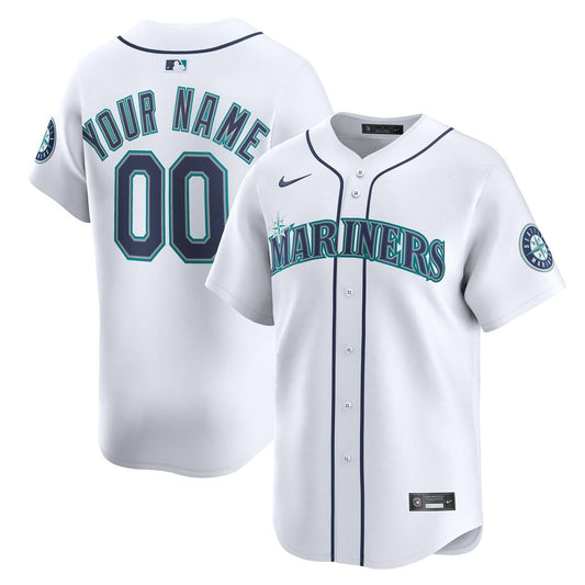 Seattle Mariners Nike Home Limited Custom Jersey - White MLB Team Jersey Baseball Fan Apparel