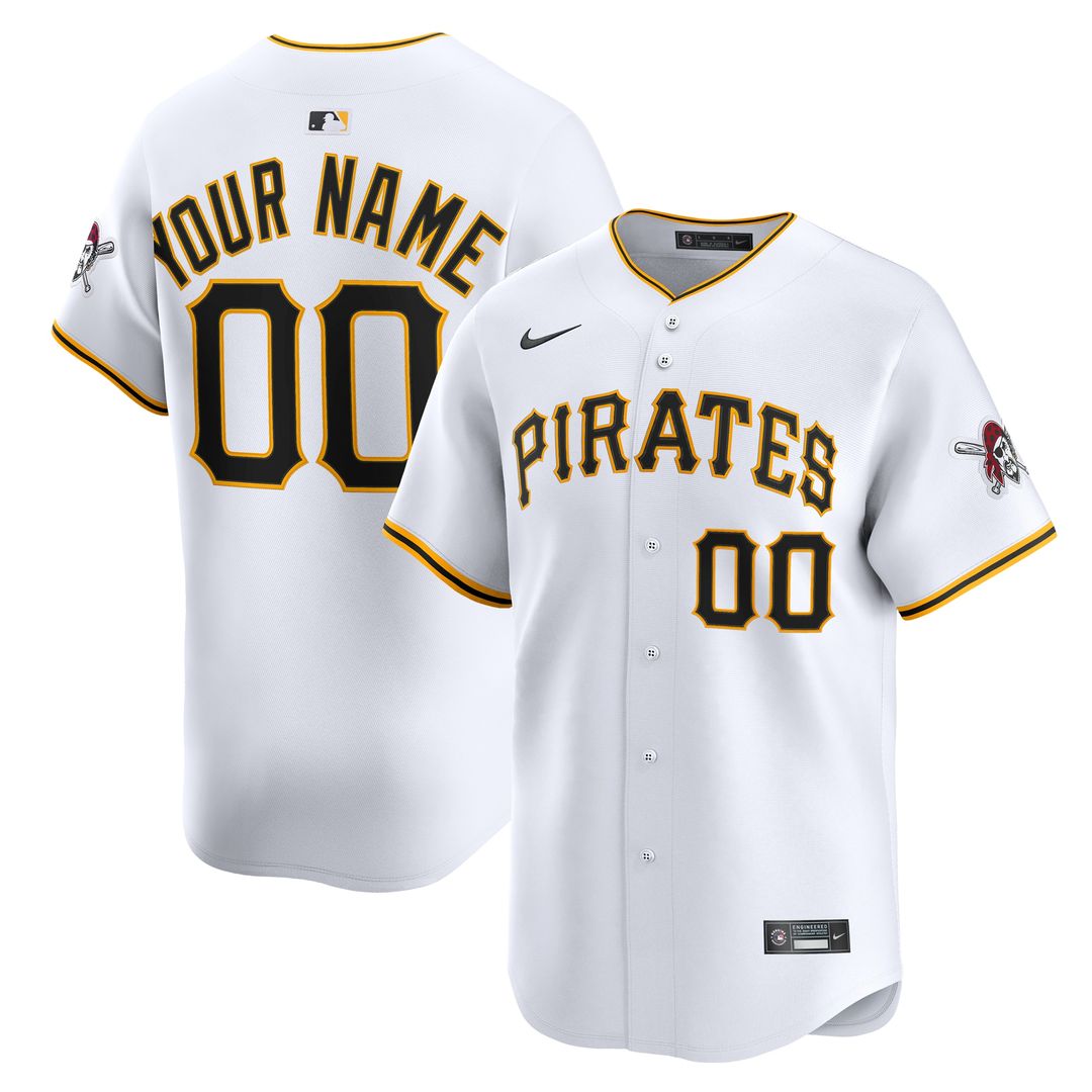 Pittsburgh Pirates Nike Home Limited Custom Jersey - White MLB Team Jersey Baseball Fan Apparel