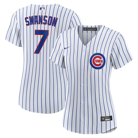 Chicago Cubs Dansby Swanson Nike Women's Home Replica Player Jersey - White/Royal MLB Team Jersey Baseball Fan Apparel
