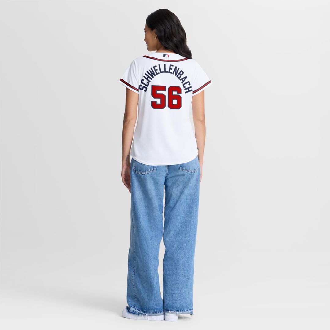 Atlanta Braves Spencer Schwellenbach Nike Women's Home Replica Jersey - White MLB Team Jersey Baseball Fan Apparel