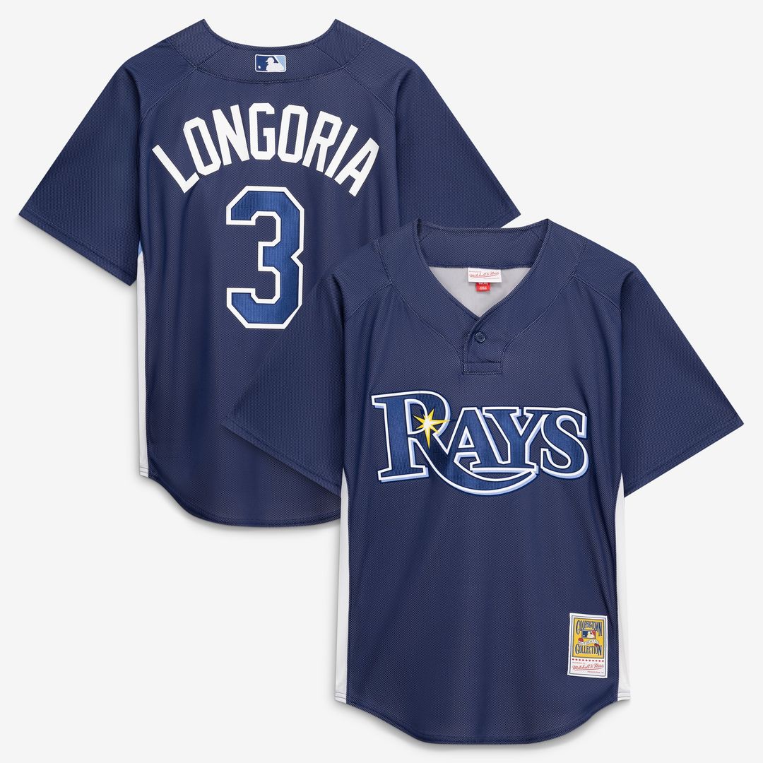 Tampa Bay Rays Evan Longoria Mitchell & Ness Authentic Batting Practice Jersey - Navy MLB Team Jersey Baseball Fan Apparel