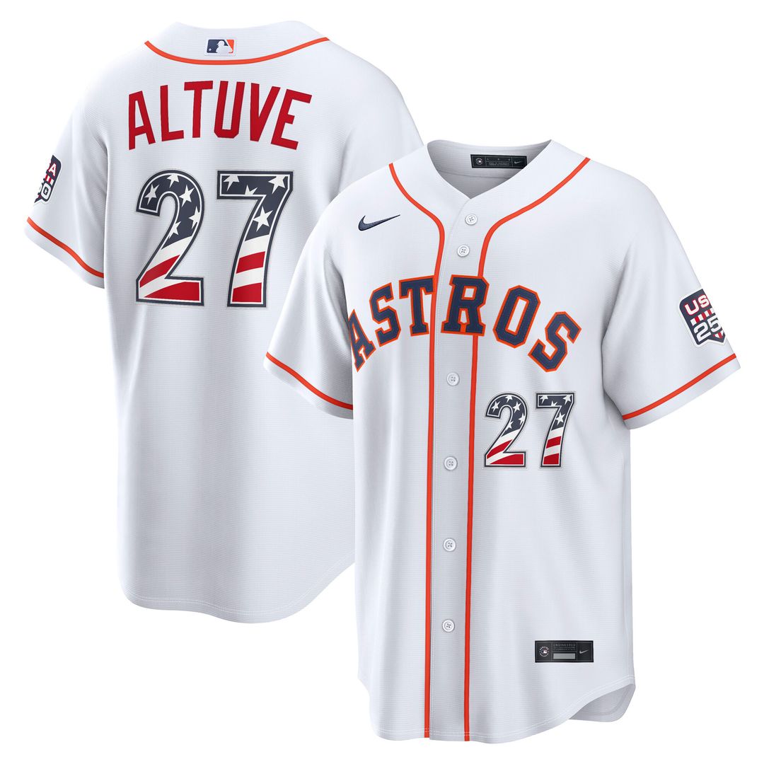 Houston Astros Jose Altuve Nike USA 250 Fourth of July Home Stadium Jersey - White MLB Team Jersey Baseball Fan Apparel