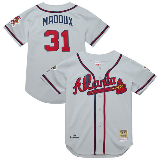 Atlanta Braves Greg Maddux Mitchell & Ness 1995 Throwback Authentic Jersey - Gray MLB Team Jersey Baseball Fan Apparel