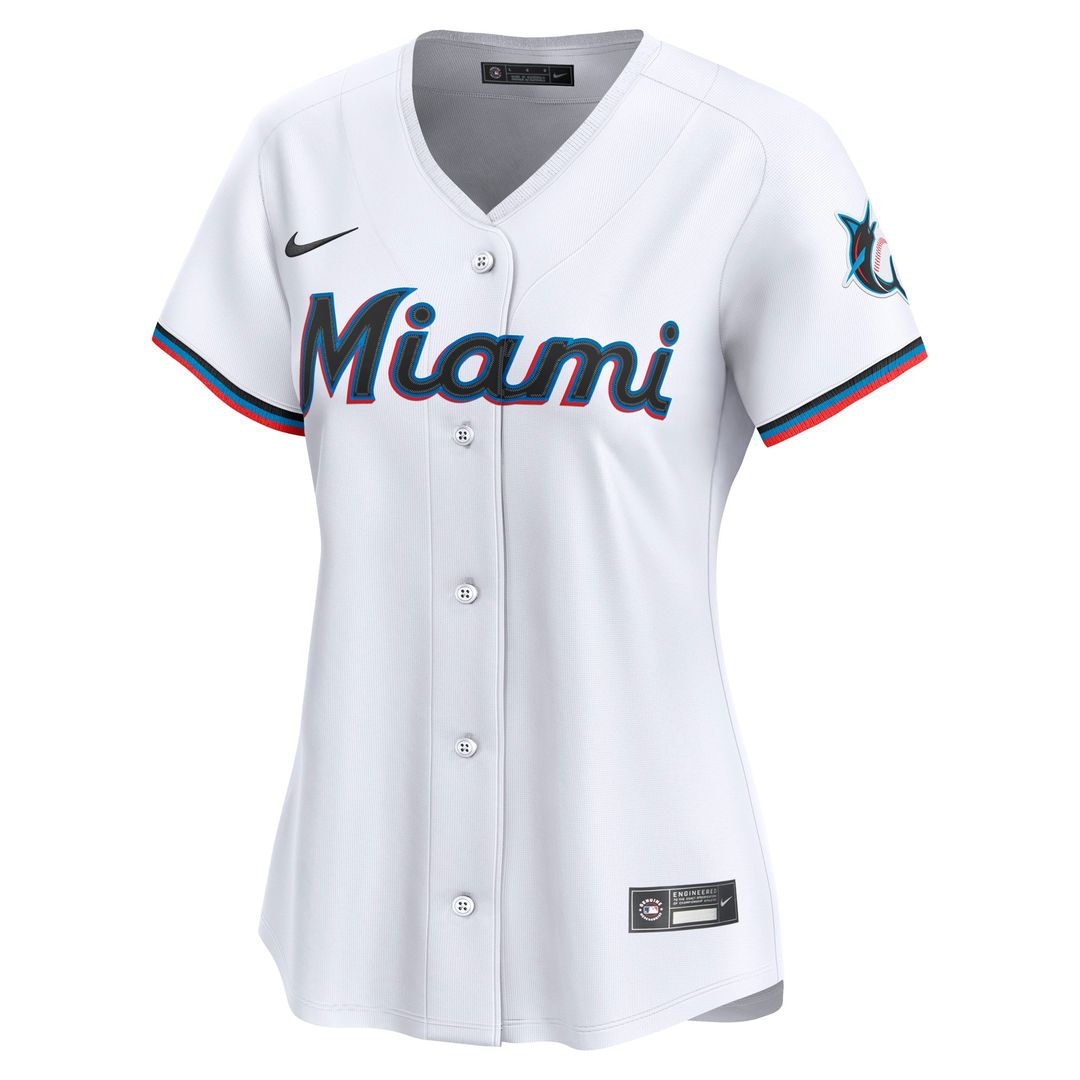 Miami Marlins Nike Women's Home Limited Custom Jersey - White MLB Team Jersey Baseball Fan Apparel
