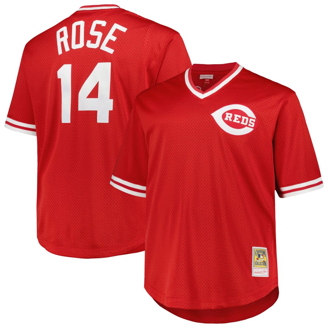 Cincinnati Reds Pete Rose Mitchell & Ness 1984 Cooperstown Mesh Pullover Jersey - Red MLB Team Jersey Baseball Fan Apparel