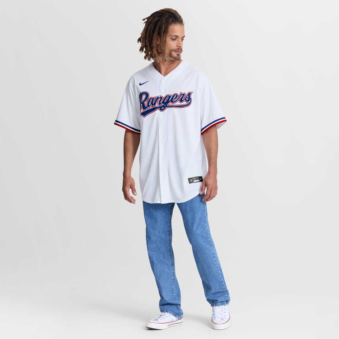 Texas Rangers Jake Burger Nike Home Replica Jersey - White MLB Team Jersey Baseball Fan Apparel