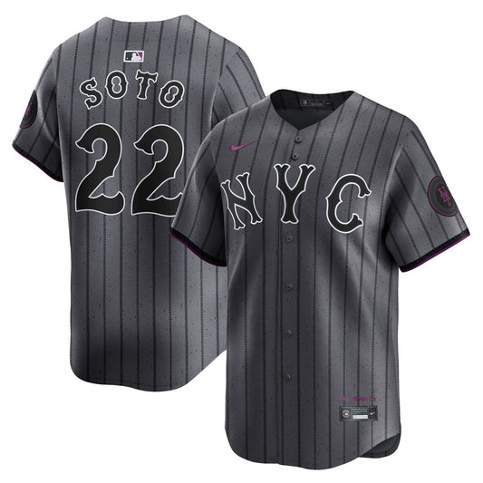 New York Mets Juan Soto Nike City Connect Limited Jersey - Gray MLB Team Jersey Baseball Fan Apparel