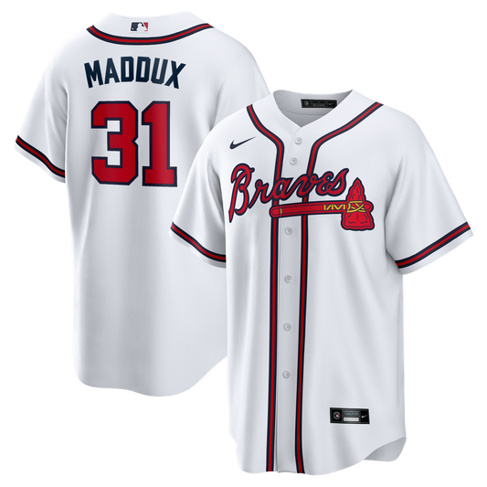 Atlanta Braves Greg Maddux Nike Home Retired Player Replica Jersey - White MLB Team Jersey Baseball Fan Apparel