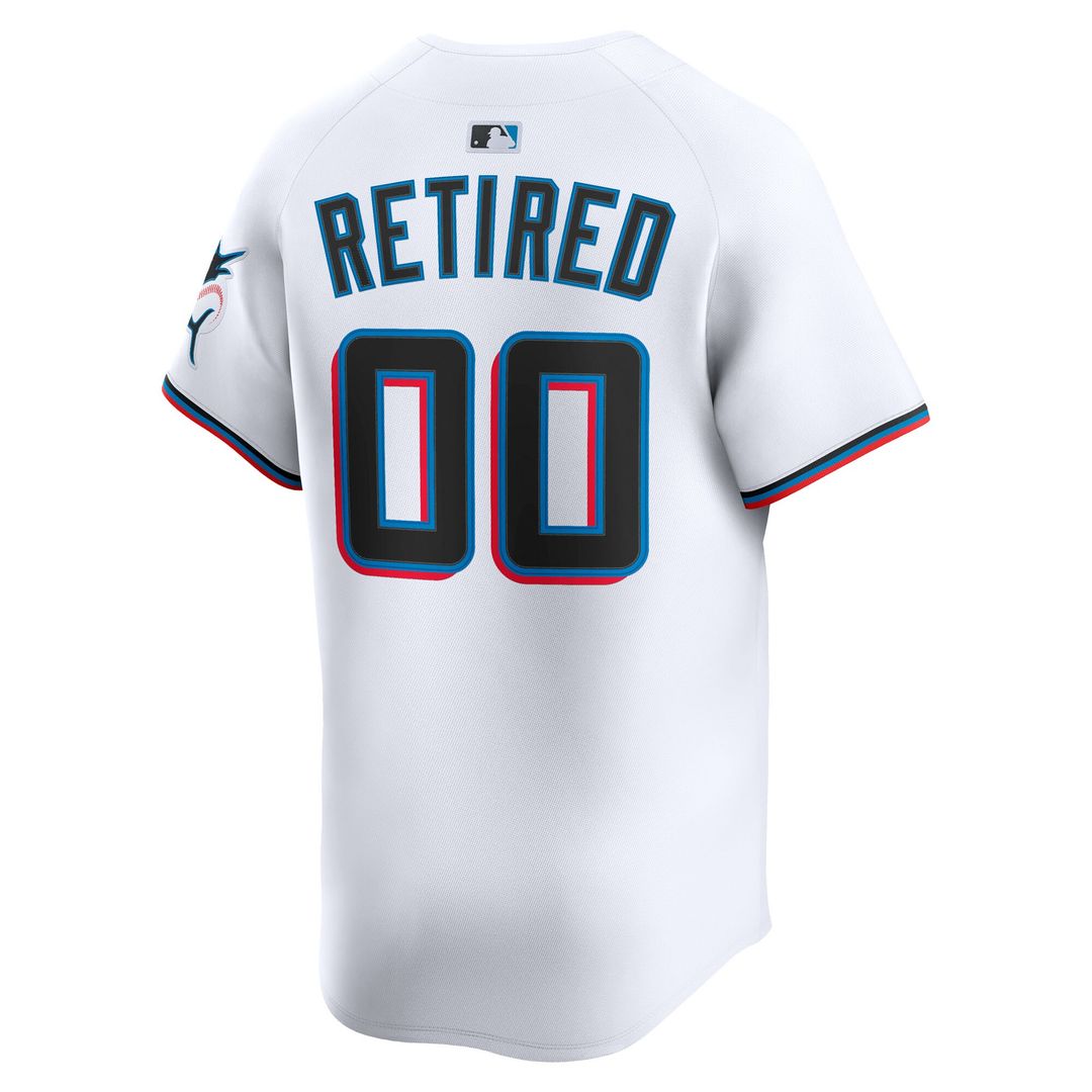 Miami Marlins Nike Home Limited Pick - A - Player Retired Roster Jersey - White MLB Team Jersey Baseball Fan Apparel