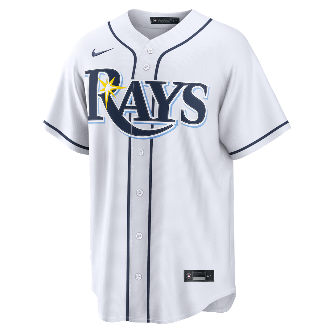 Tampa Bay Rays Junior Caminero Nike Home Replica Jersey - White MLB Team Jersey Baseball Fan Apparel