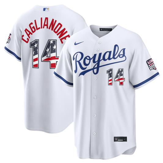 Kansas City Royals Jac Caglianone Nike USA 250 Fourth of July Home Stadium Jersey - White MLB Team Jersey Baseball Fan Apparel