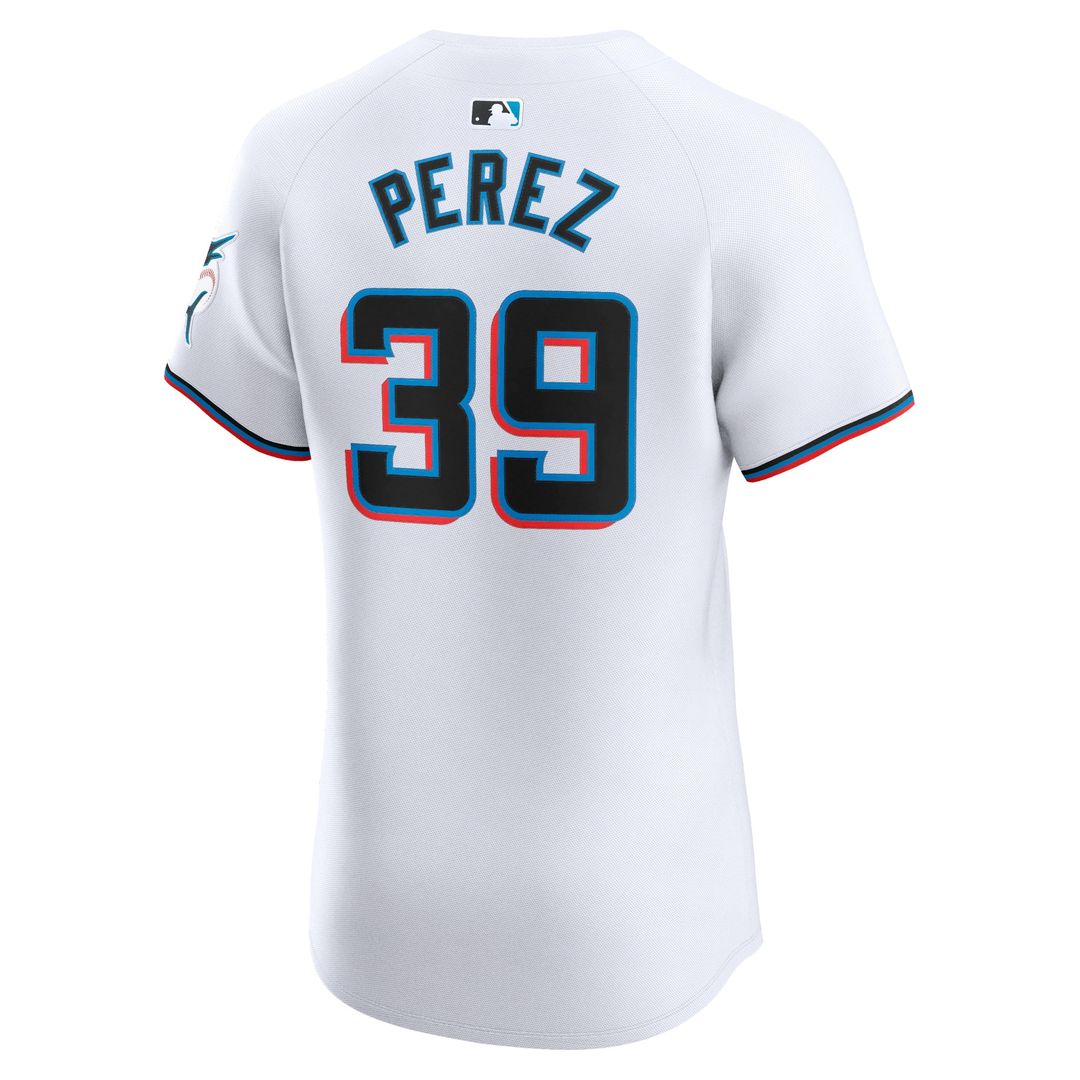 Miami Marlins Eury Perez Nike Home Elite Player Jersey - White MLB Team Jersey Baseball Fan Apparel