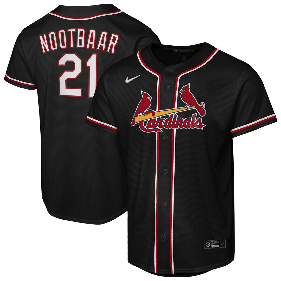St. Louis Cardinals Lars Nootbaar Nike Youth Fashion Replica Player Jersey - Black MLB Team Jersey Baseball Fan Apparel