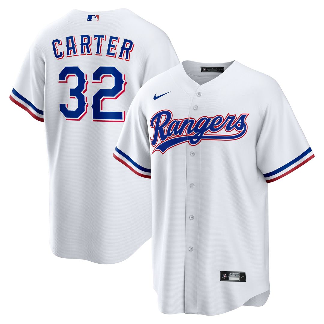 Texas Rangers Evan Carter Nike Home Replica Jersey - White MLB Team Jersey Baseball Fan Apparel