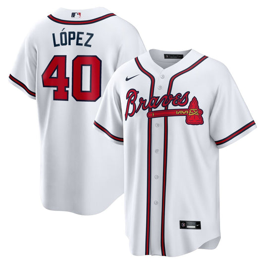 Atlanta Braves Reynaldo Lopez Nike Home Replica Jersey - White MLB Team Jersey Baseball Fan Apparel