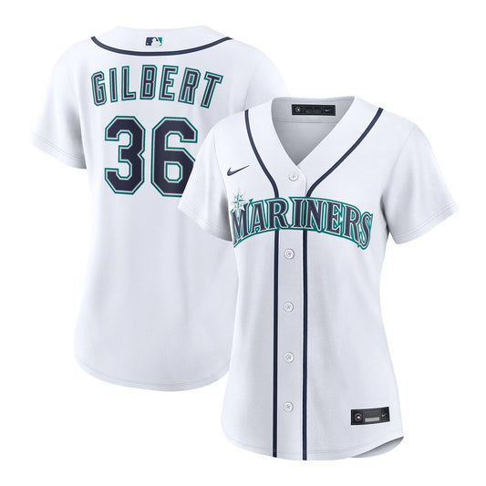 Seattle Mariners Logan Gilbert Nike Women's Home Replica Jersey - White MLB Team Jersey Baseball Fan Apparel