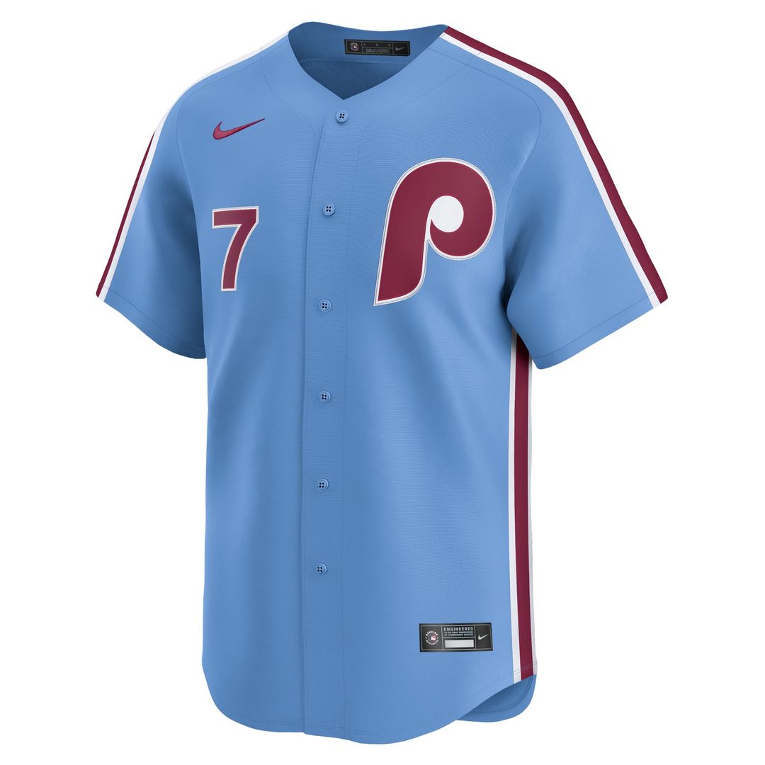 Philadelphia Phillies Trea Turner Nike Alternate Limited Player Jersey - Light Blue MLB Team Jersey Baseball Fan Apparel