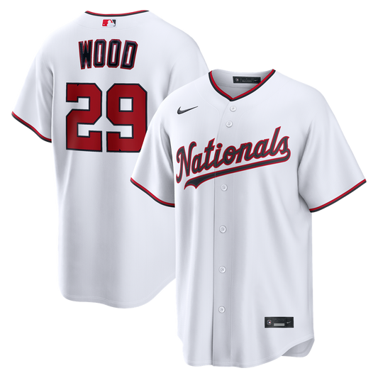 Washington Nationals James Wood Nike Home Replica Jersey - White MLB Team Jersey Baseball Fan Apparel