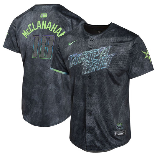 Tampa Bay Rays Shane McClanahan Nike Youth 2024 City Connect Limited Player Jersey - Charcoal MLB Team Jersey Baseball Fan Apparel