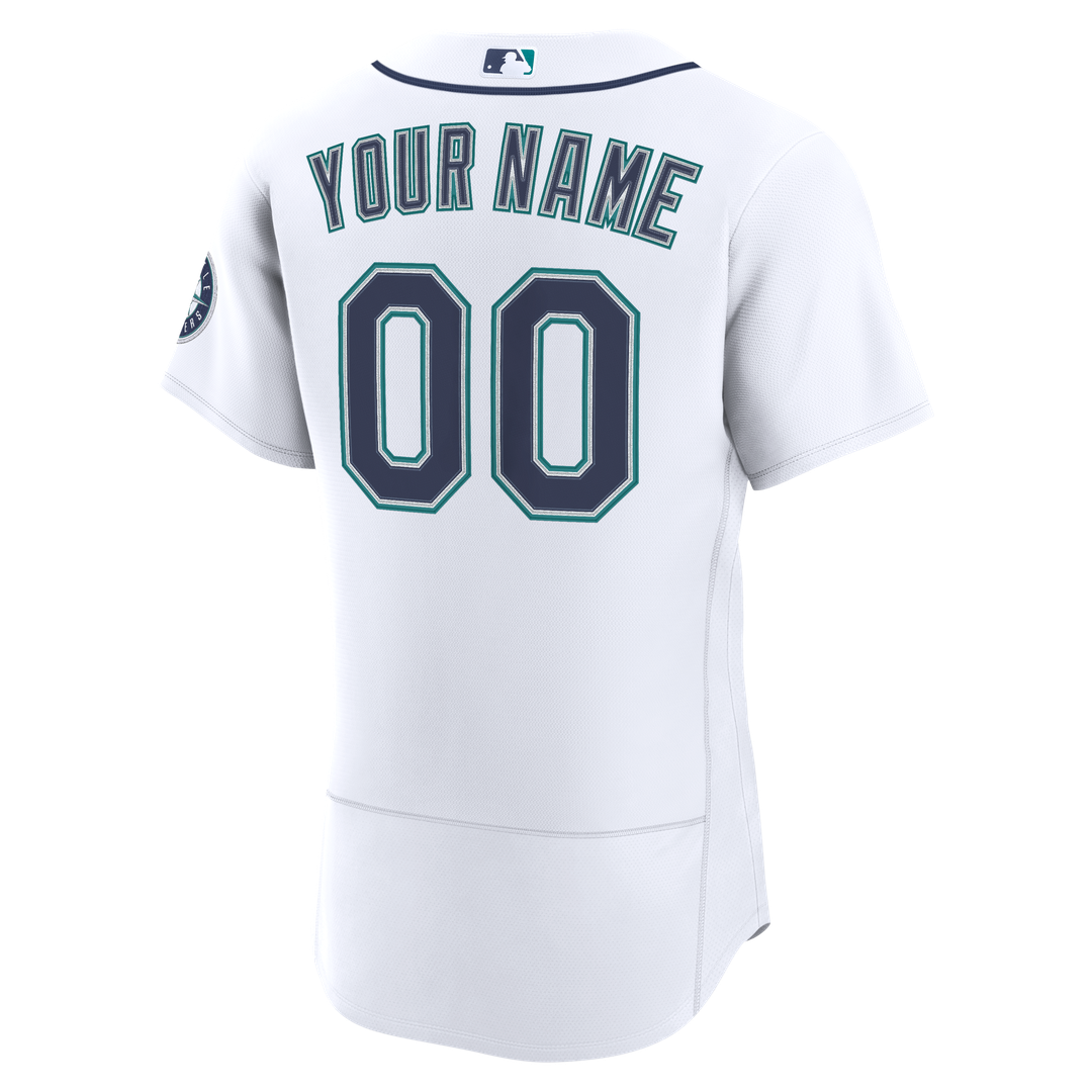 Seattle Mariners Nike Home Authentic Custom Jersey - White MLB Team Jersey Baseball Fan Apparel